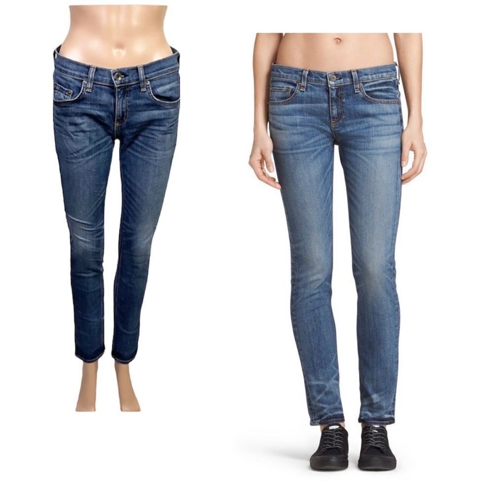 Rag & Bone The Dre Mid Rise Slim Boyfriend Ada Wash Medium Blue Denim Jeans 26